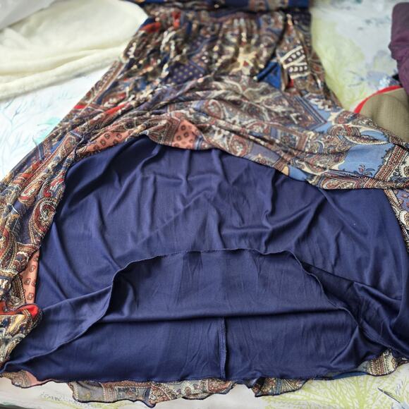 Kate and Lily Paisley Mesh Boho Maxi Dress Pockets 16W - Picture 6 of 9